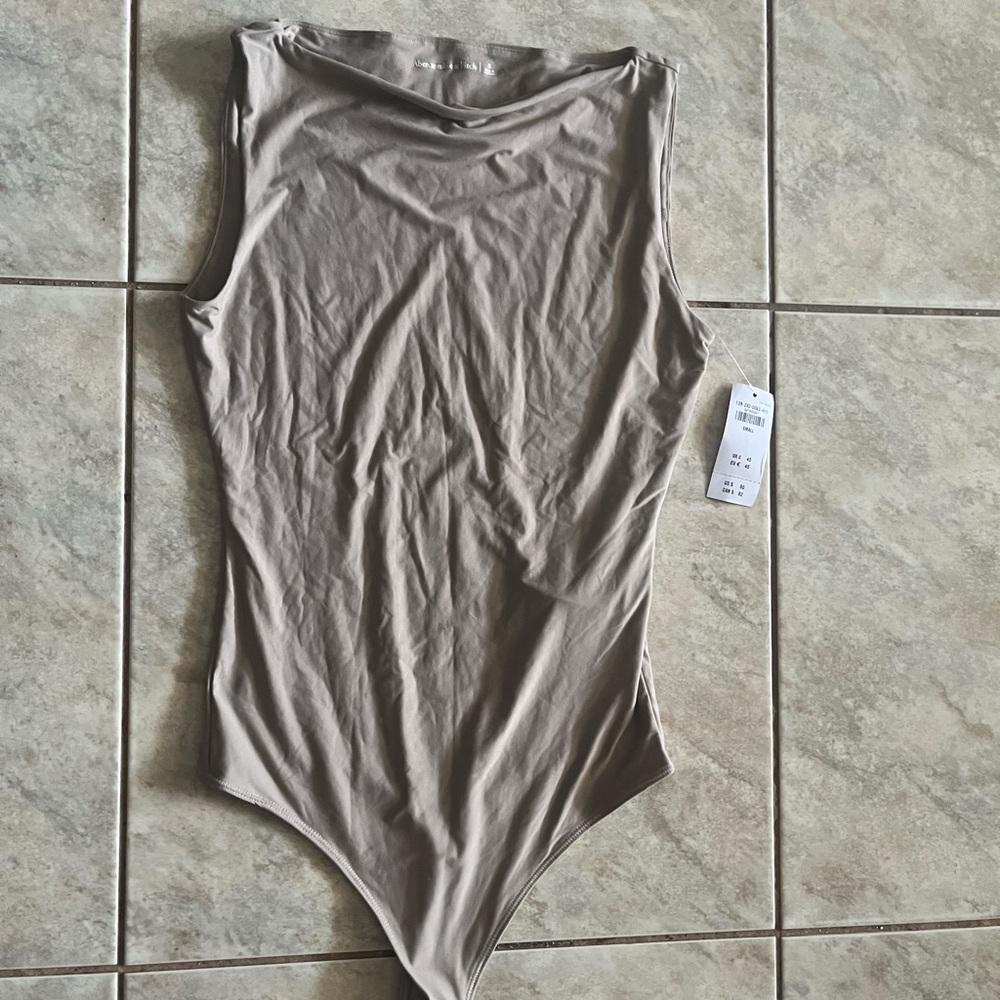 Abercrombie & Fitch Taupe Sleeveless Bodysuit